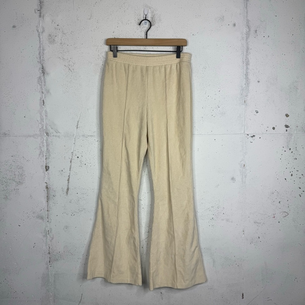 Aerie Ribbed Pleated Front Wide Leg High Rise Pants Med